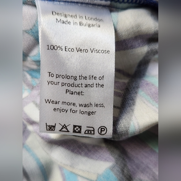 Saint & Sofia Wide Leg Pant, Blue Palm, Size US 8 - Picture 10 of 11